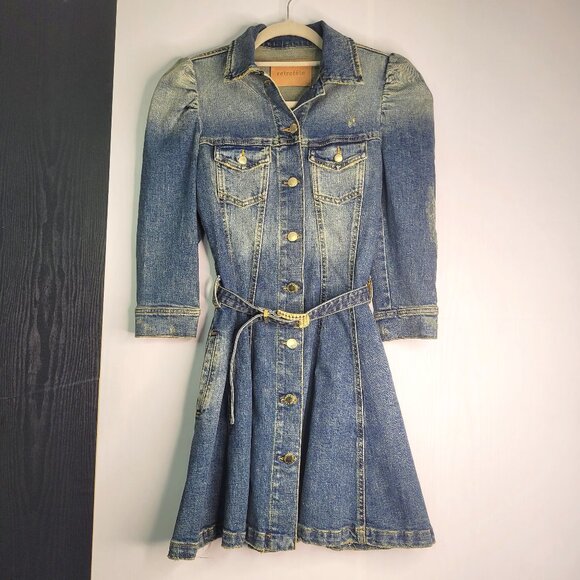Retrofete Wiley Denim Mini Dress with Belt Size XS - Picture 1 of 7